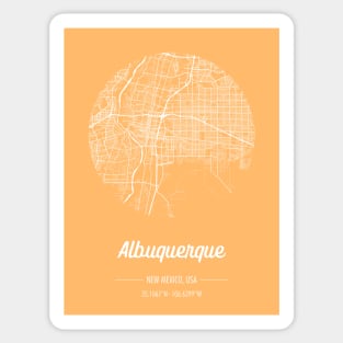 City map in golden yellow: Albuquerque New Mexico, USA with retro vintage flair Sticker